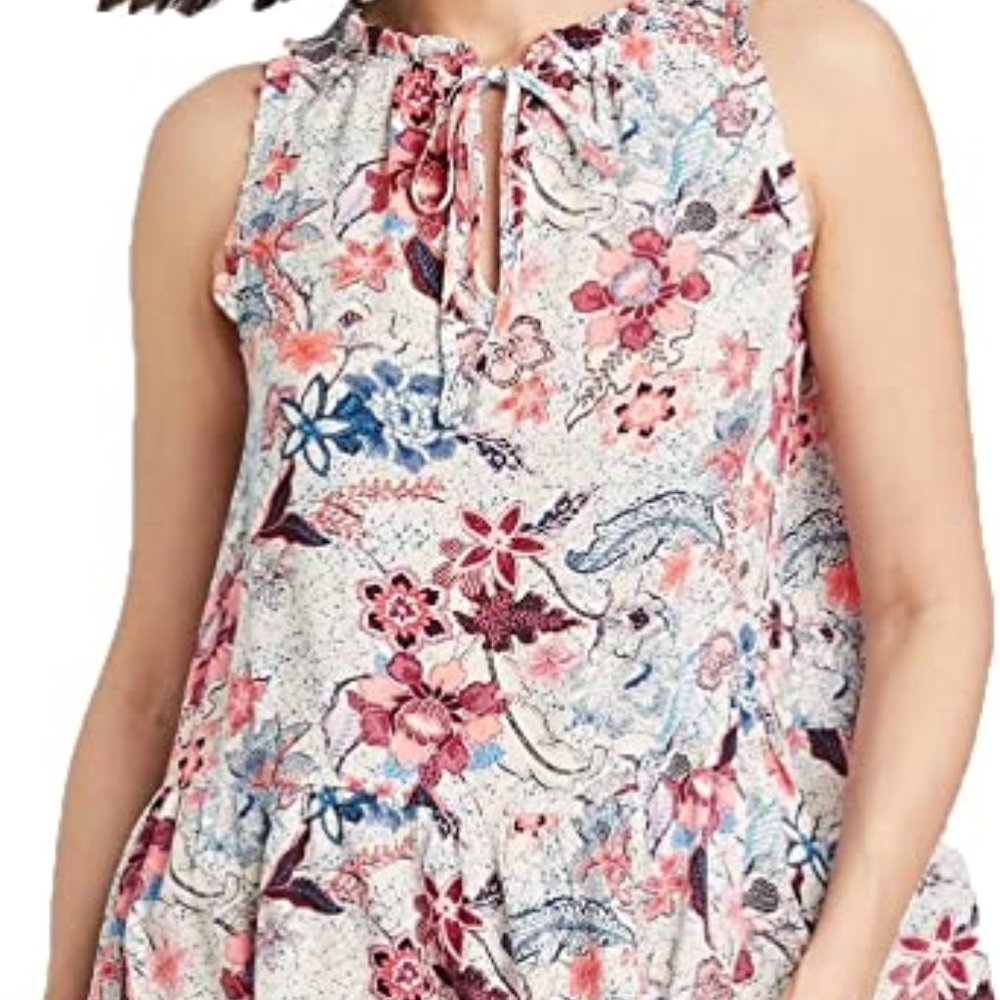 Sleeveless Floral Tie Top